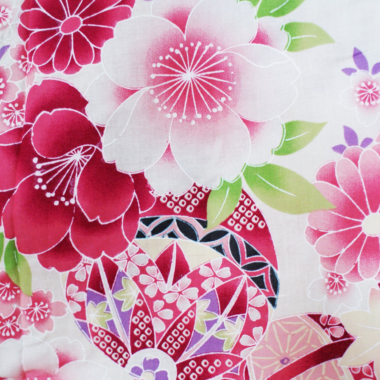 Yukata Kimono - Cherry Blossoms and Temari Balls Pink - Pattern2