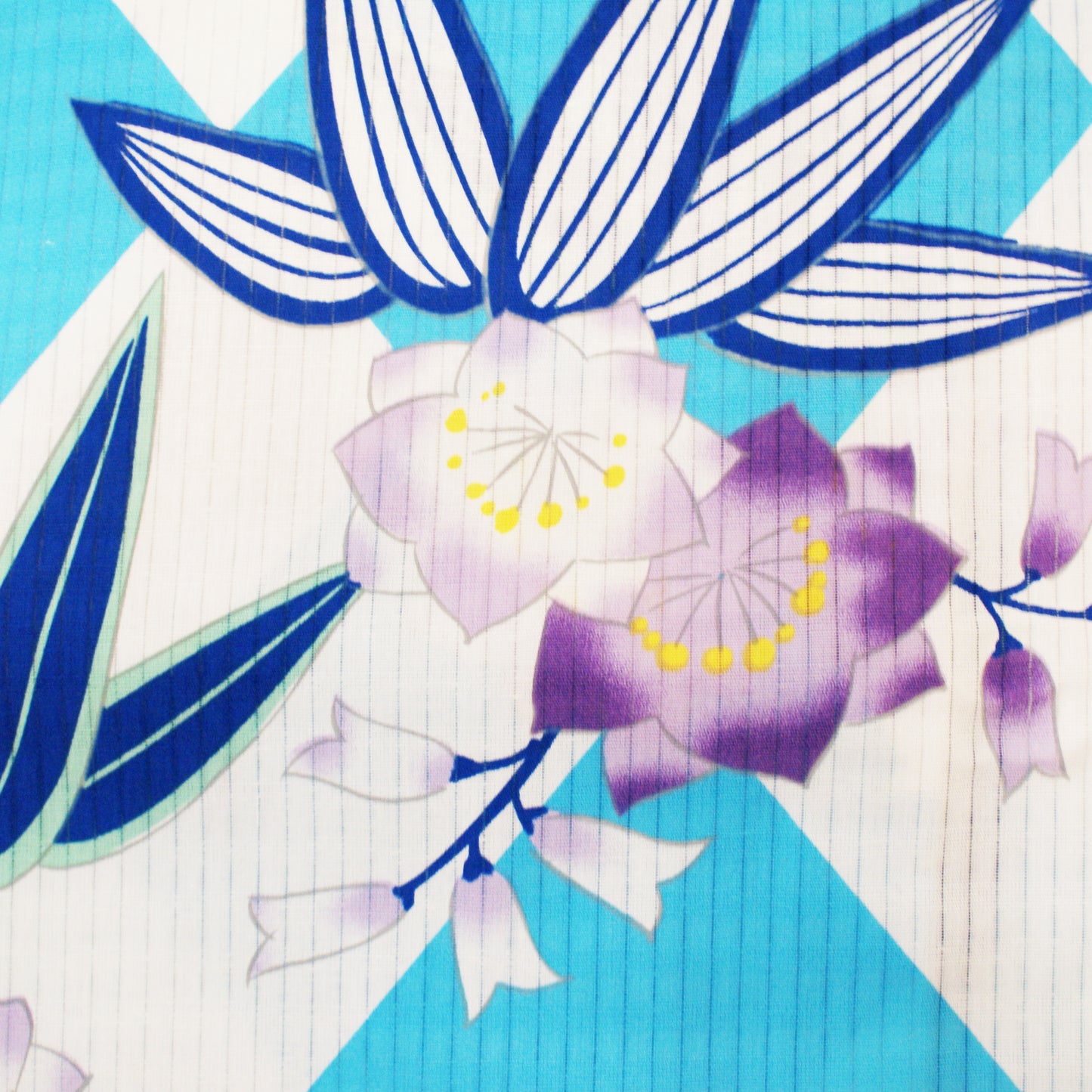 Yukata Kimono - Floral Checkered Blue