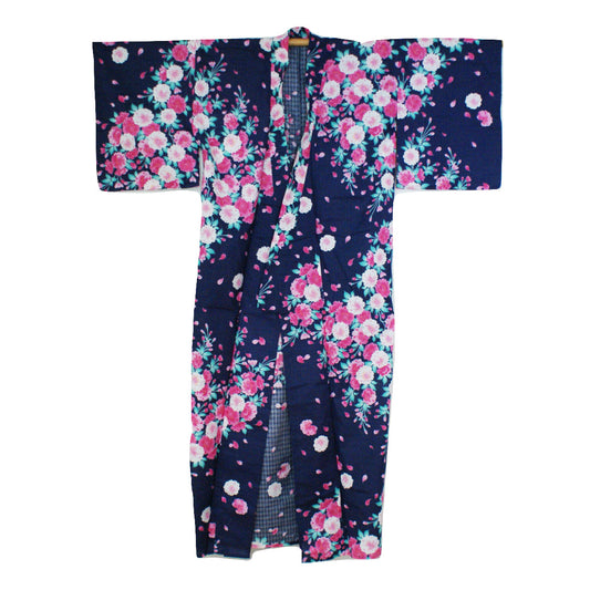Yukata Kimono - Peonies Navy Full