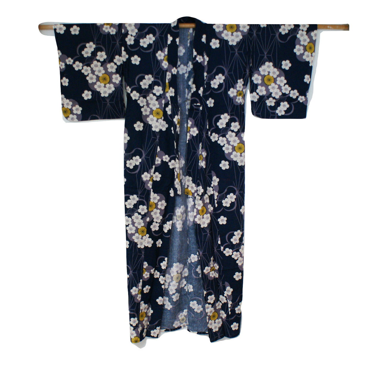 Yukata Kimono - Plum Blossoms Navy - Full