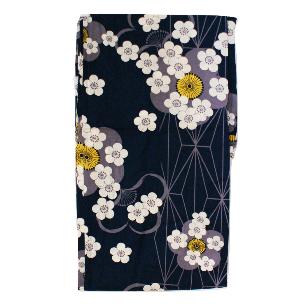 Yukata Kimono - Plum Blossoms Navy