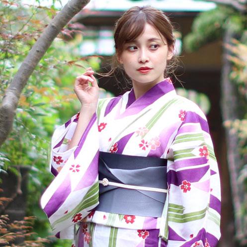 Yukata Kimono - Cherry Blossom White
