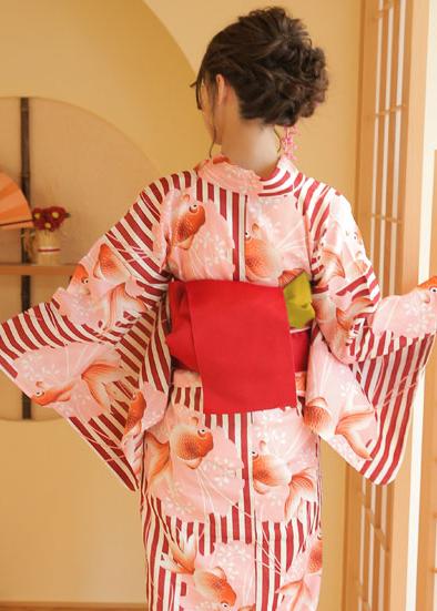 Yukata Kimono - Goldfish in Red/White
