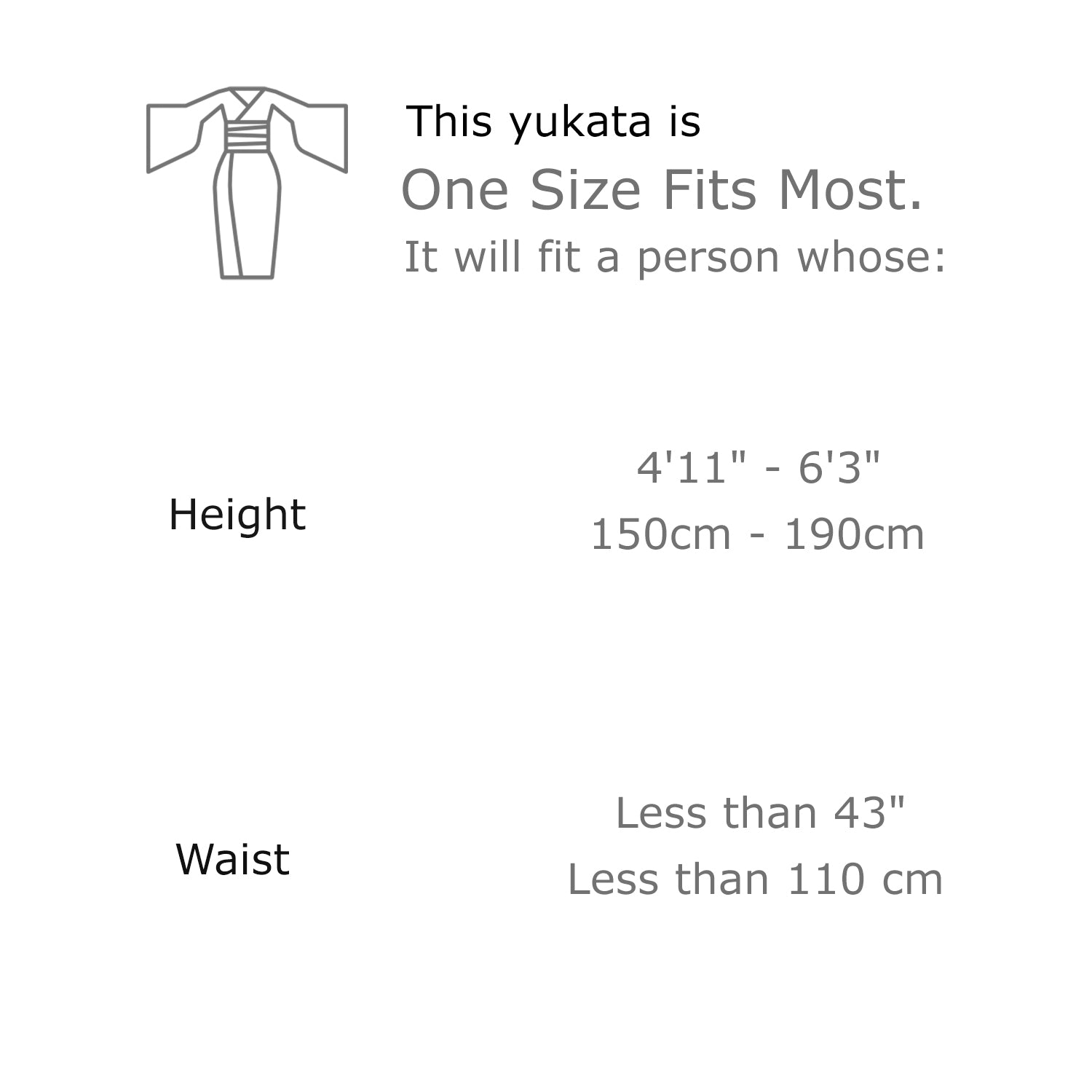 yukata size chart